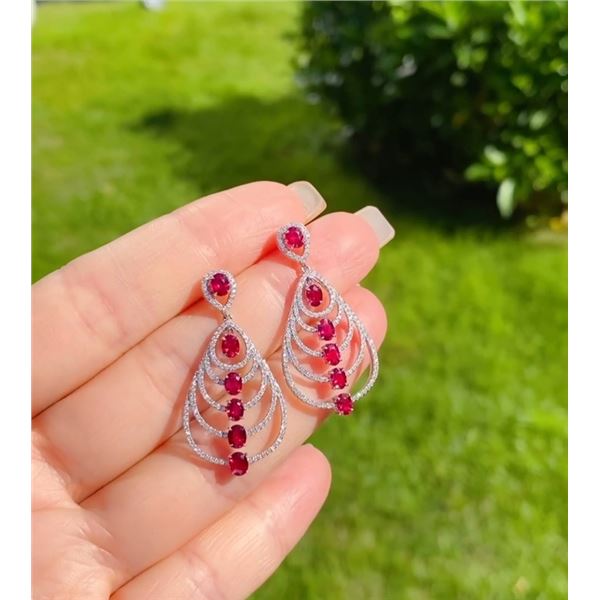 18k Gold Pigeon Blood Ruby Earrings