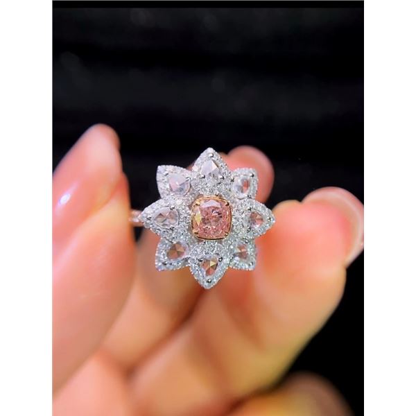 Pink Cushion Rose-Cut Teardrop Diamond Ring