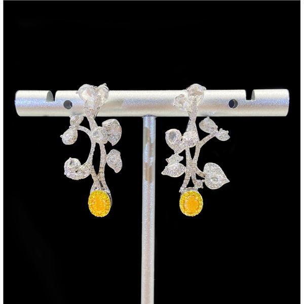 Yellow Oval Evergreen Tree Earrings