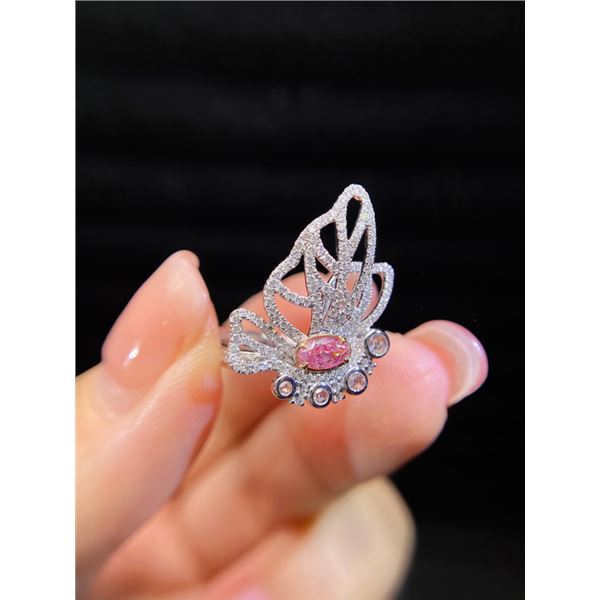 Pink Diamond Butterfly Ring