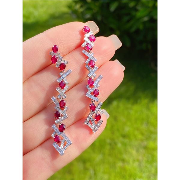 Ruby and Diamond Drop Earrings