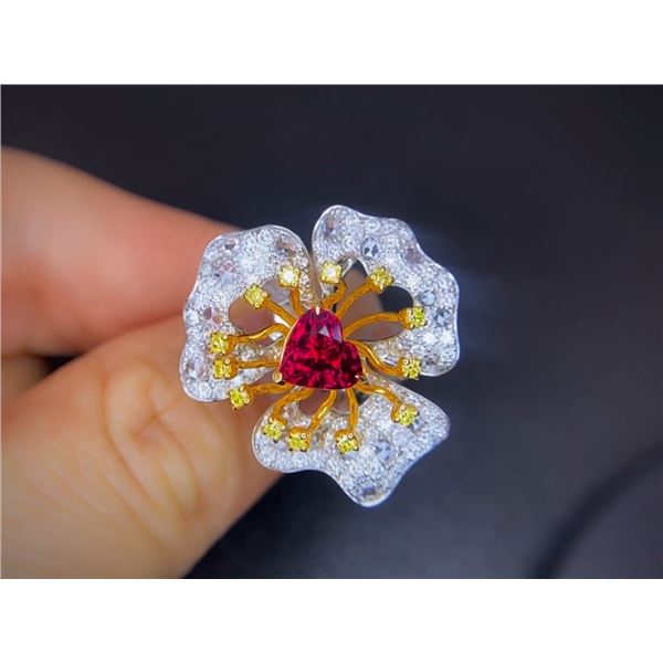 Untreated Pigeon Blood Red Mozambique Ruby Ring