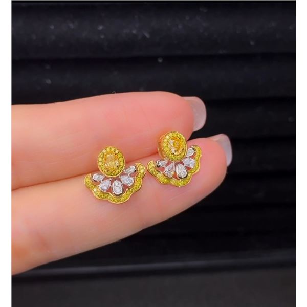 Yellow Diamond Oval Skirt Earrings