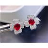 Image 1 : Natural Ruby and Diamond Four-Leaf Clover Earrings