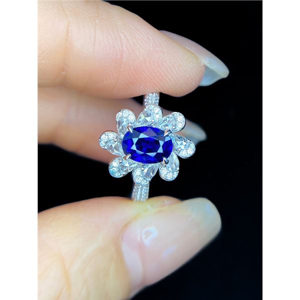 Blue Sapphire Petal Pendant Necklace