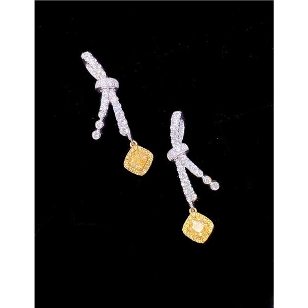 Bow-Knot Yellow Diamond Drop Earrings