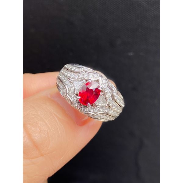 Natural Unheated â€œPigeonâ€™s Bloodâ€ Ruby PavÃ© Wide 
