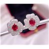 Image 1 : Natural Pigeon Blood Ruby Flower Earrings