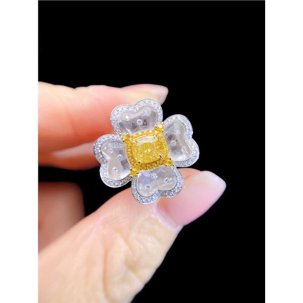 Yellow Diamond Crystal Clover Ring