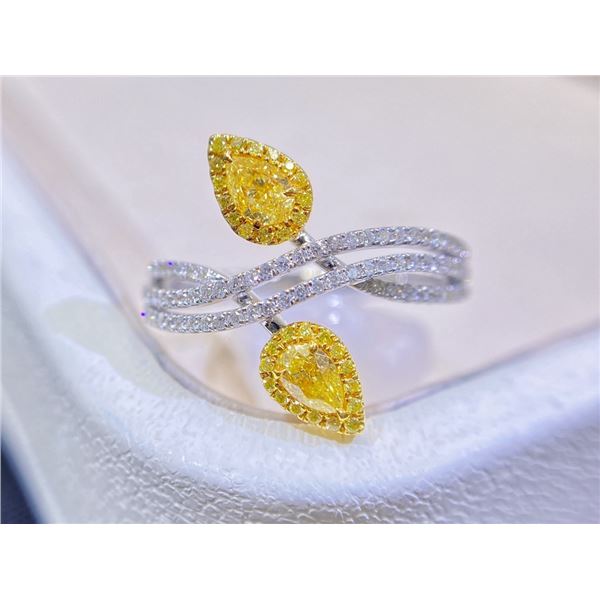 Yellow Double Teardrop Diamond Ring