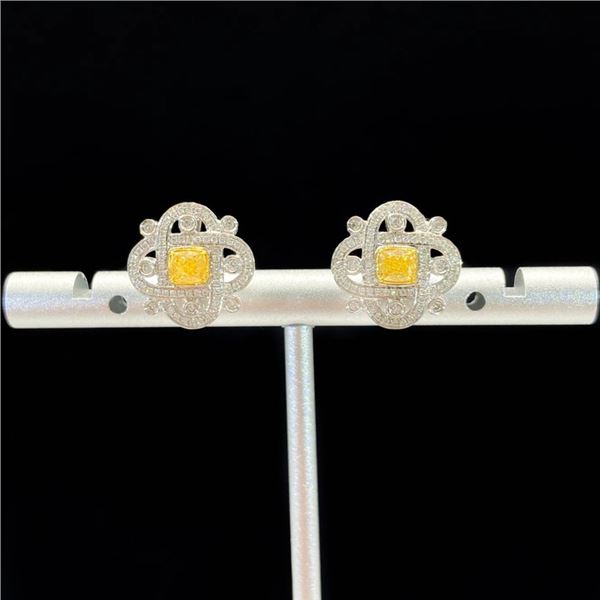 Vintage Rococo Yellow Diamond Studs