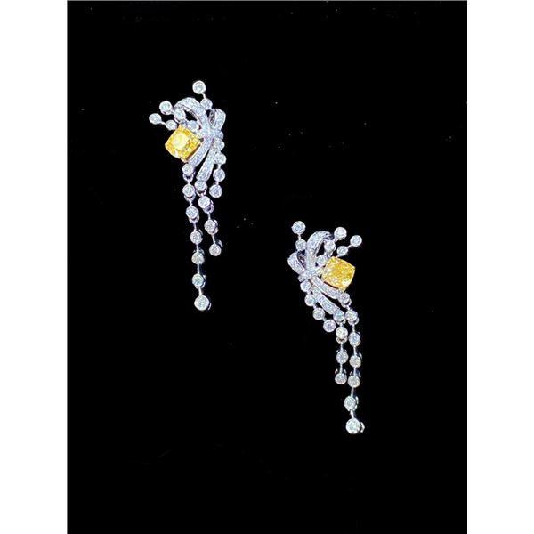 Yellow Diamond Tassel Earrings