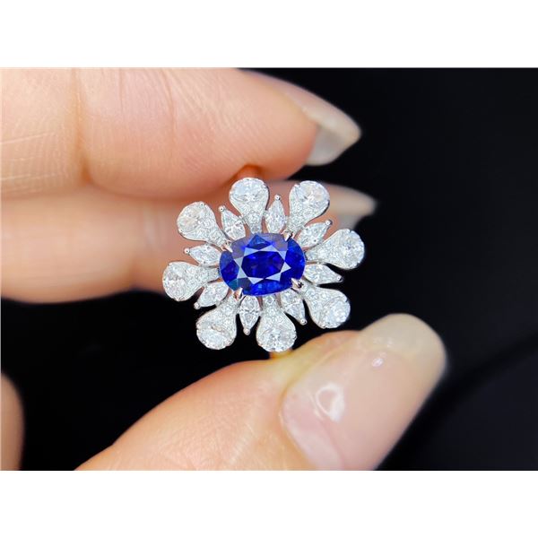 Royal Blue Sapphire Floral Ring