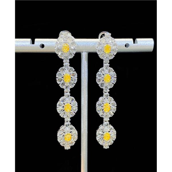 Yellow Oval Blossom Drop Earrings