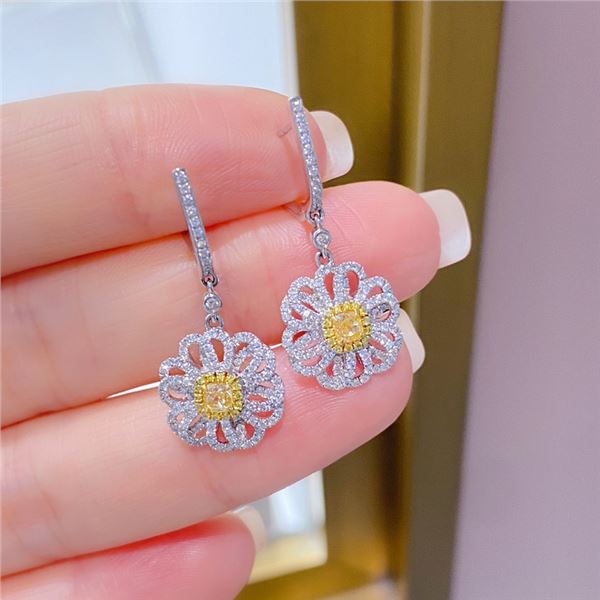 Yellow Diamond Petal Earrings