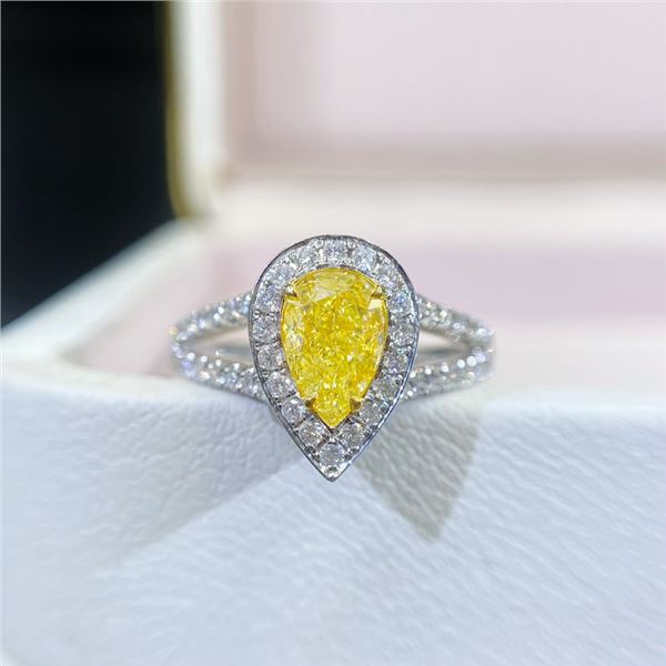 Yellow Diamond Teardrop Ring
