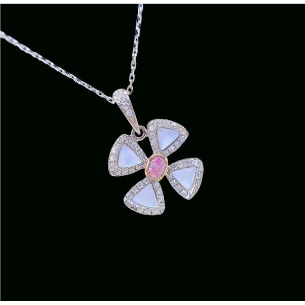 Pink Diamond & White Mother-of-Pearl Clover Necklace