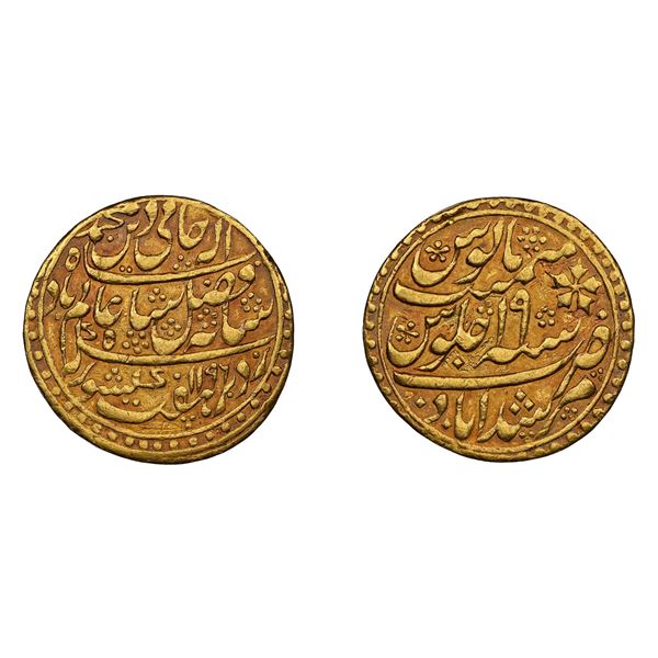 Bengal Presidency: INO Shah Alam II, semi-machine Struck Gold Mohur, Murshidabad mint