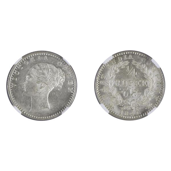 East India Company: Victoria CL, Silver 1/4 Rupee, Calcutta mint