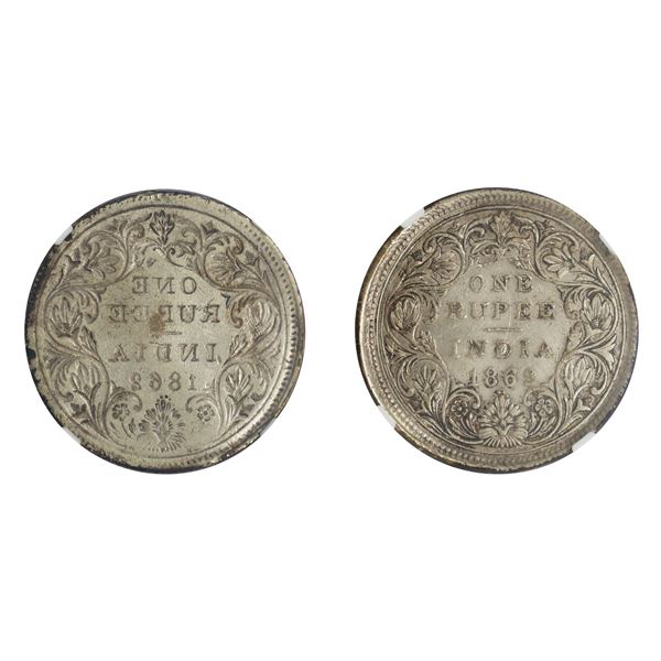 British India: Victoria, 1862, 0-4 dot, Reverse Lakhi, Unique, NGC XF details