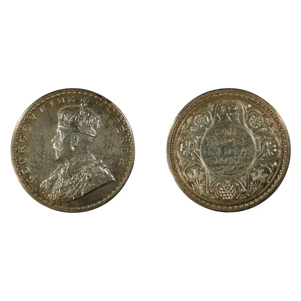 British India: George V, 1911, Silver Rupee Proof Restrike, Elephant-type Mule, PCGS PR 63