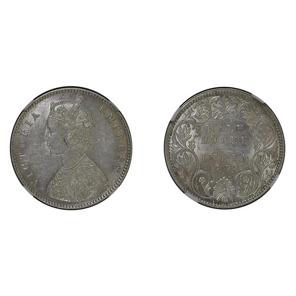 British India: Victoria, 1878, Silver 1/2 Rupee, Calcutta, NGC MS 61