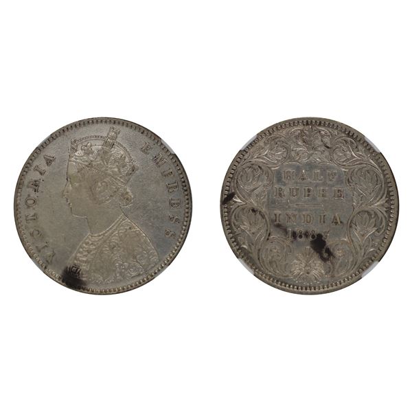 British India: Victoria, 1883, Silver 1/2 Rupee, Calcutta, NGC AU