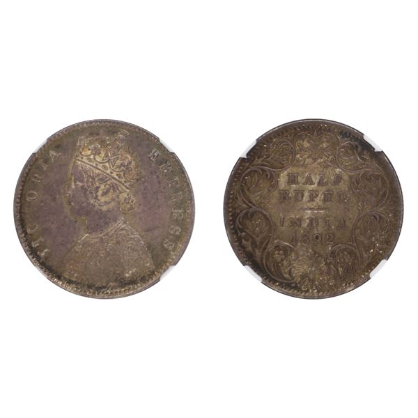 British India: Victoria, 1892, Silver 1/2 Rupee, Calcutta, NGC MS 62