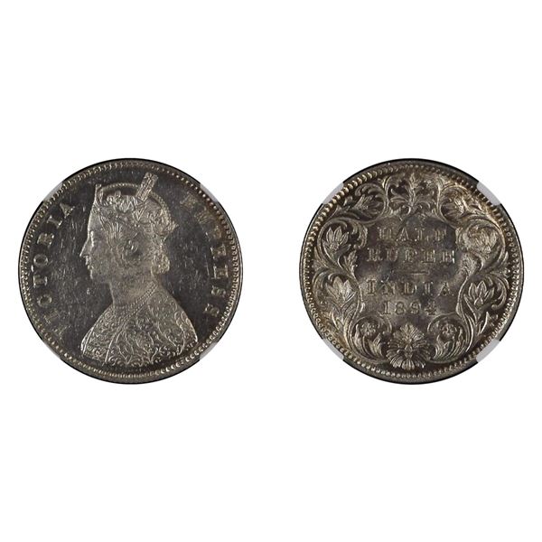 British India: Victoria, 1894, Silver 1/2 Rupee, Calcutta, NGC MS 61