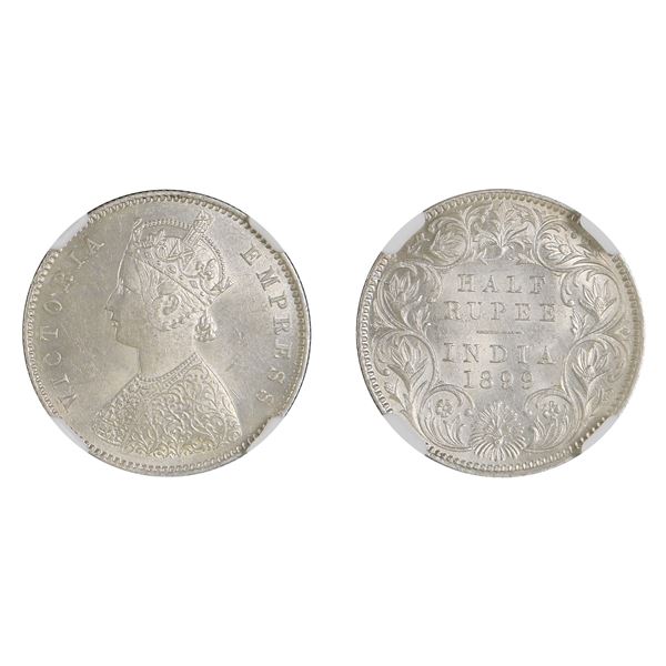 British India: Victoria, 1899, Silver 1/2 Rupee, Calcutta, NGC MS 61