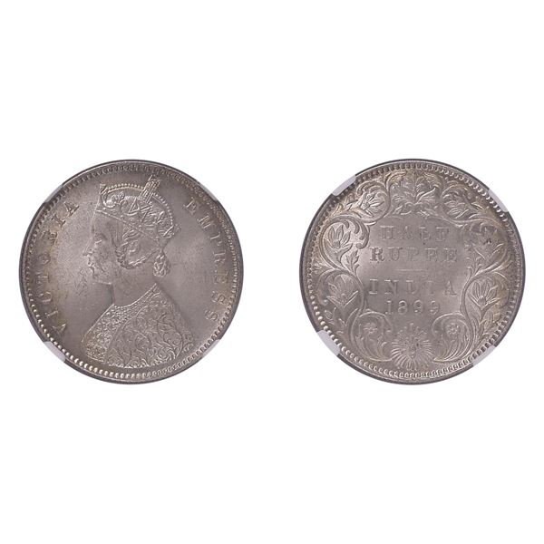 British India: Victoria, 1899, Silver 1/2 Rupee, Calcutta, NGC MS 64