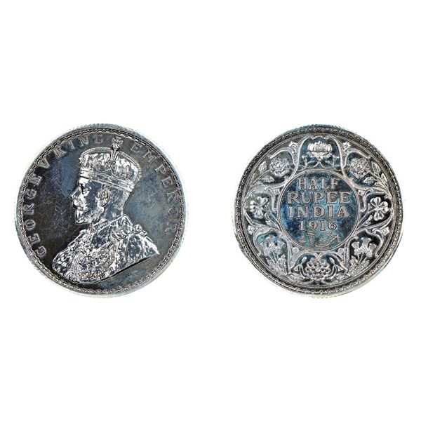 British India: George V, 1916, Silver 1/2 Rupee, Calcutta, Proof Restrike, PF 64