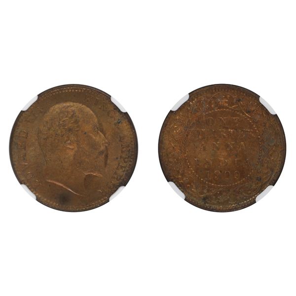 British India: Edward VII, 1909, Bronze 1/4 Anna, MS 63