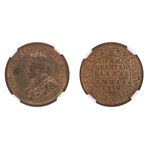 British India: George V, 1916, Bronze, 1/4 Anna, MS 62 RB