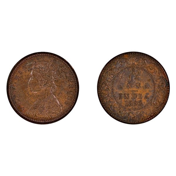 British India: Victoria, 1898, Copper 1/12 Anna,  Early Restrike Proof