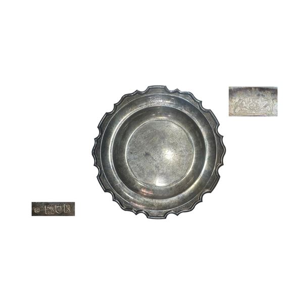 Token: Silver Memento Hall marked plate, with Cooch Behar State logo engraved