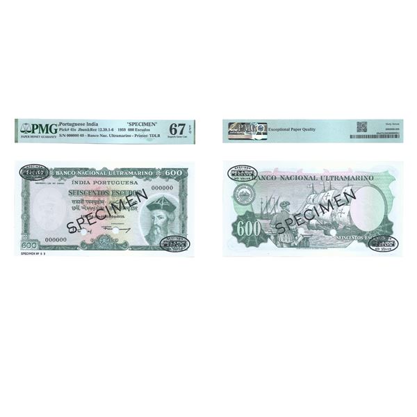 Indo-Portugese: 1959, 600 Escudos, Specimen