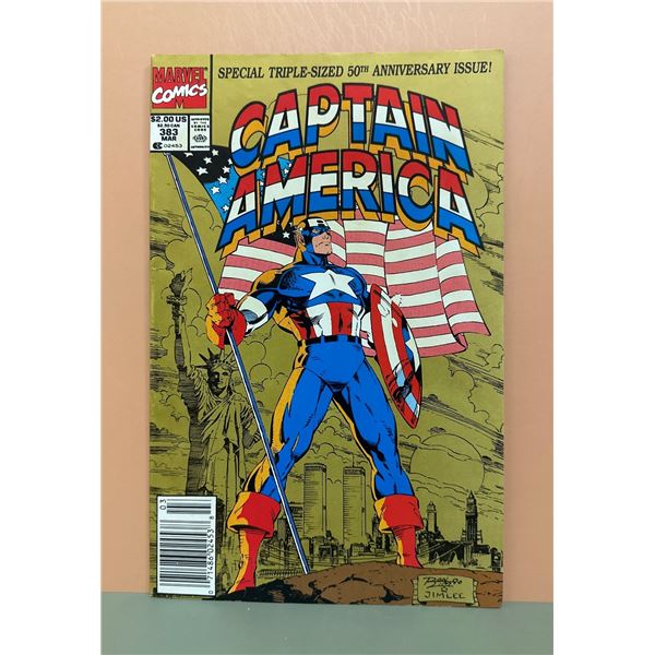 Captain America (1991) #383 Marvel 50th Anniversary Gold Foil Jim Lee Cvr