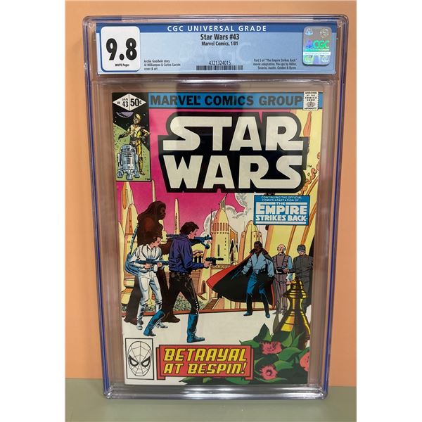 Star Wars #43 CGC 9.8 White Pages Marvel 1981 Empire Strikes Back