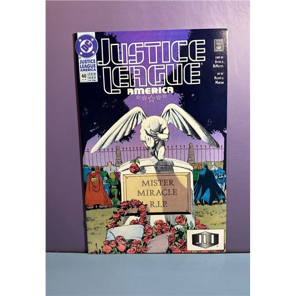 Justice League America #40 (DC Comics, 1990) Mister Miracle R.I.P. Cover