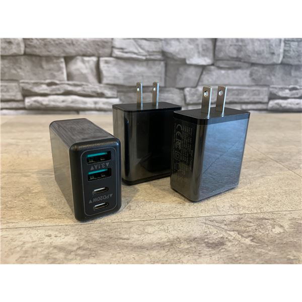 4 Port Wall Charger Black Colour 3 Pack
