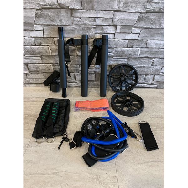 Pilates Bar Kit With Resistance Bands & Ab Roller