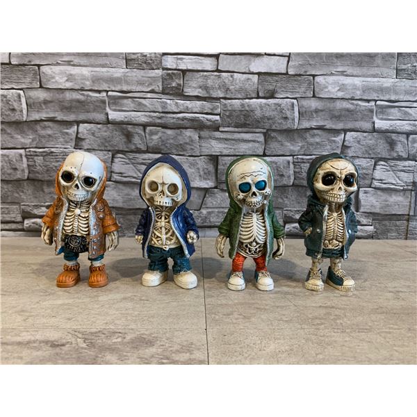 Skull Décor Resin Skeleton Figurines 4 Pack