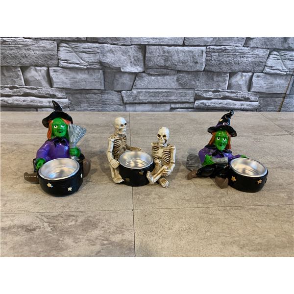 Skeleton & Witch Candle Holder Decorations