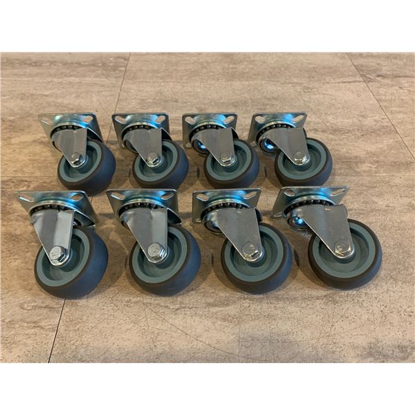 Lot of 8 - 2 inch Wheel - Swivel Casters - Rubber Wheels