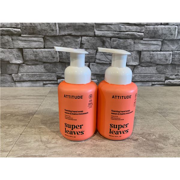 Lot of 2 Attitude Super Leaves Foaming Hand Soap Pink Grapefruit 295ml Each