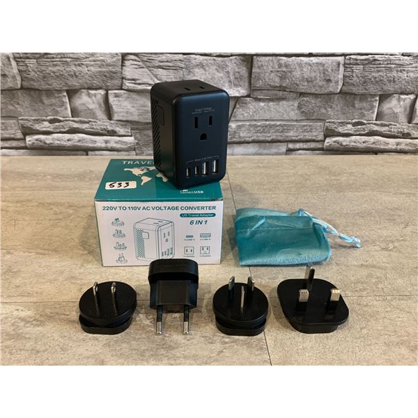 6 in 1 220V to 110V AC Voltage Converter Travel Adapter