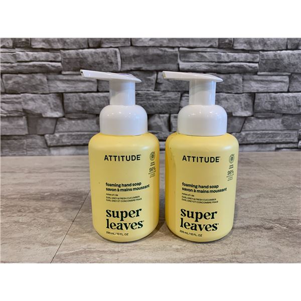 Lot of 2 ATTITUDE Super Leaves Foaming Hand Soap - Earl Grey & Fresh Cucumber