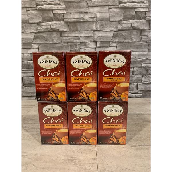 Lot of 6 Twinings Pumpkin Chai Tea 20 Tea Bags Per
