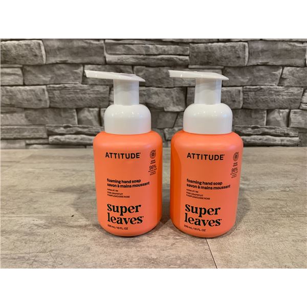 Lot of 2 Attitude Super Leaves Foaming Soap Pink Grapefruit Scent 295ml Each